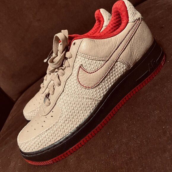 MINT 315517-221 Nike Air Force 1 Premium '07 Tweed Red Black 6Y Womens 7.5 US - Picture 3 of 13